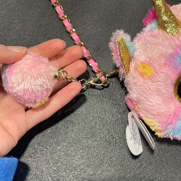 Ty Fantasia Pink Unicorn Mini Crossbody Plush Purse For Little Girls - Picture 9 of 13